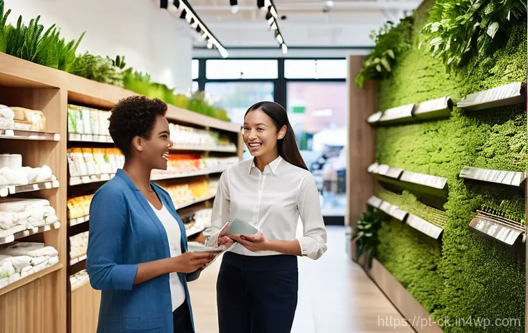 옴니채널 고객 경험의 지속 가능성 - **Prompt:** A vibrant, realistic image capturing the essence of modern sustainable customer experien...