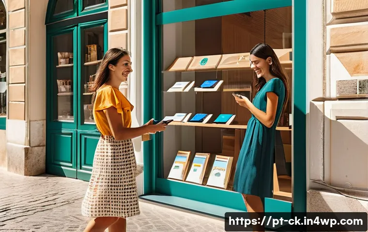 옴니채널 고객 경험의 수익성 분석 - **Prompt:** A vibrant, sunlit street scene in a modern Portuguese city like Lisbon or Porto, capturi...