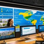 Home 23 AI 기술을 활용한 옴니채널 고객 분석 - A vibrant digital marketing control room featuring a diverse team of Brazilian professionals analyzi...